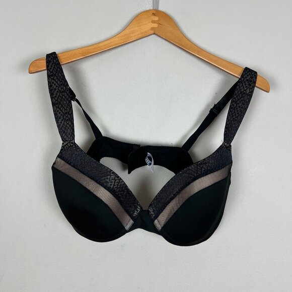 Izod Bra 40C Black‎ Mesh Trim Underwire Lightly Padded Comfort Strap Back Clasp - Picture 1 of 8